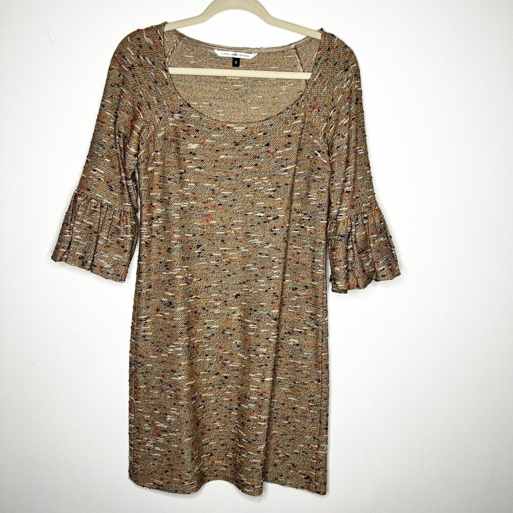 Diane von Furstenberg Tweed Dress Tan Orange Metallic Women’s 4